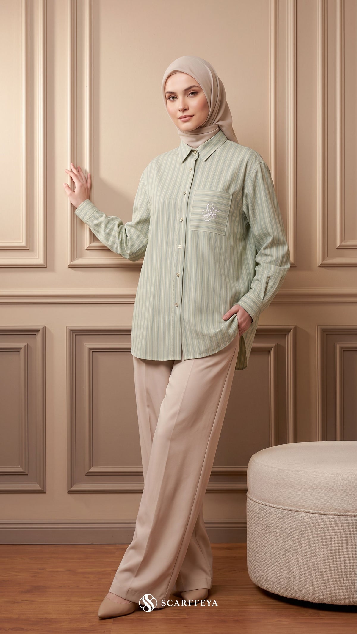 EVRA COTTON LINEN SHIRT (SAGE MATCHA)
