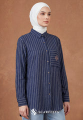 GINA STRIPE BLOUSE (NAVY BLUE)