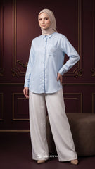 ALYS LINEN SILK STRIPE (BABY BLUE)