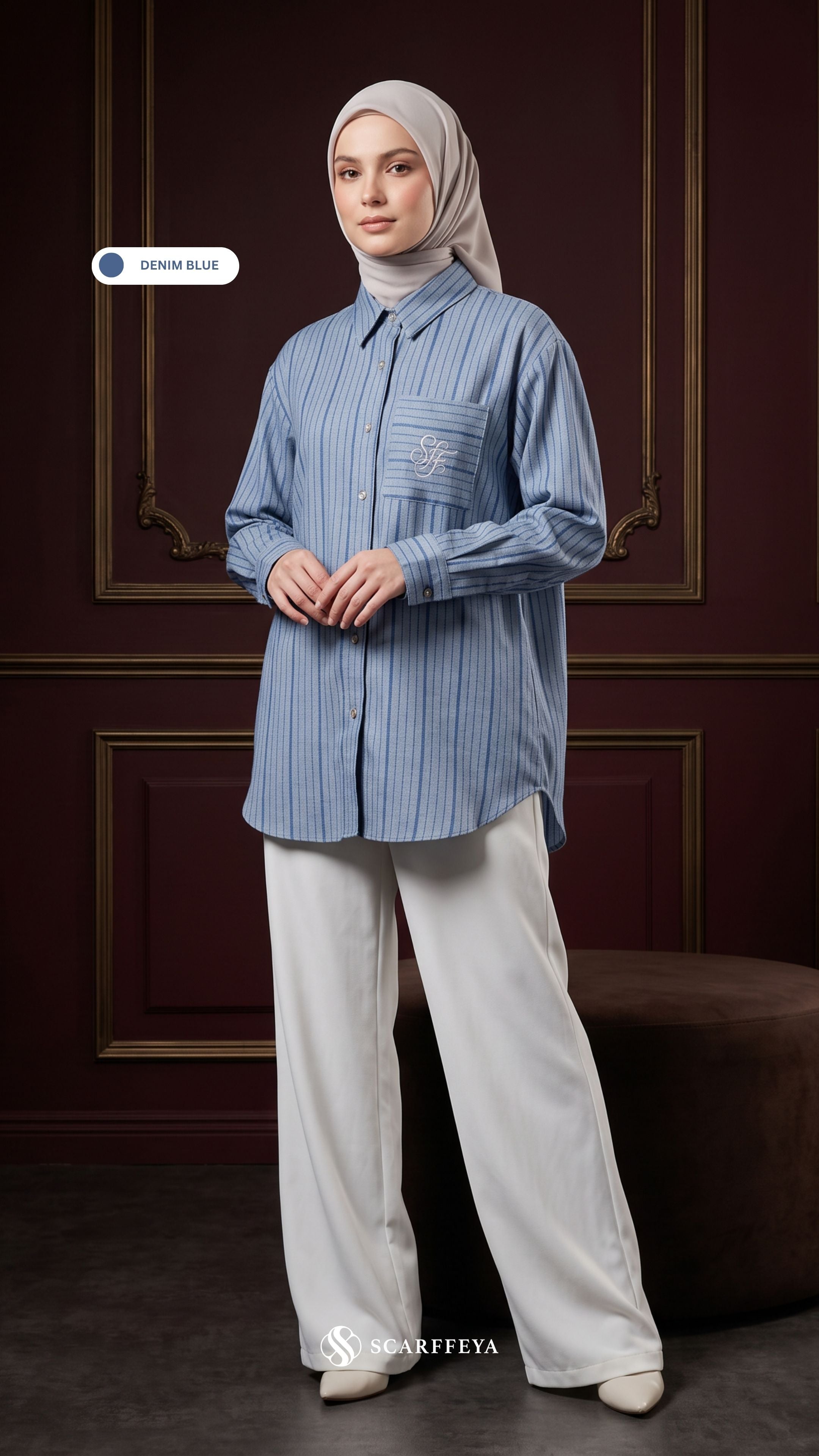 ALYS LINEN SILK STRIPE (DENIM BLUE)
