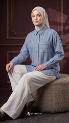 ALYS LINEN SILK STRIPE (DENIM BLUE)