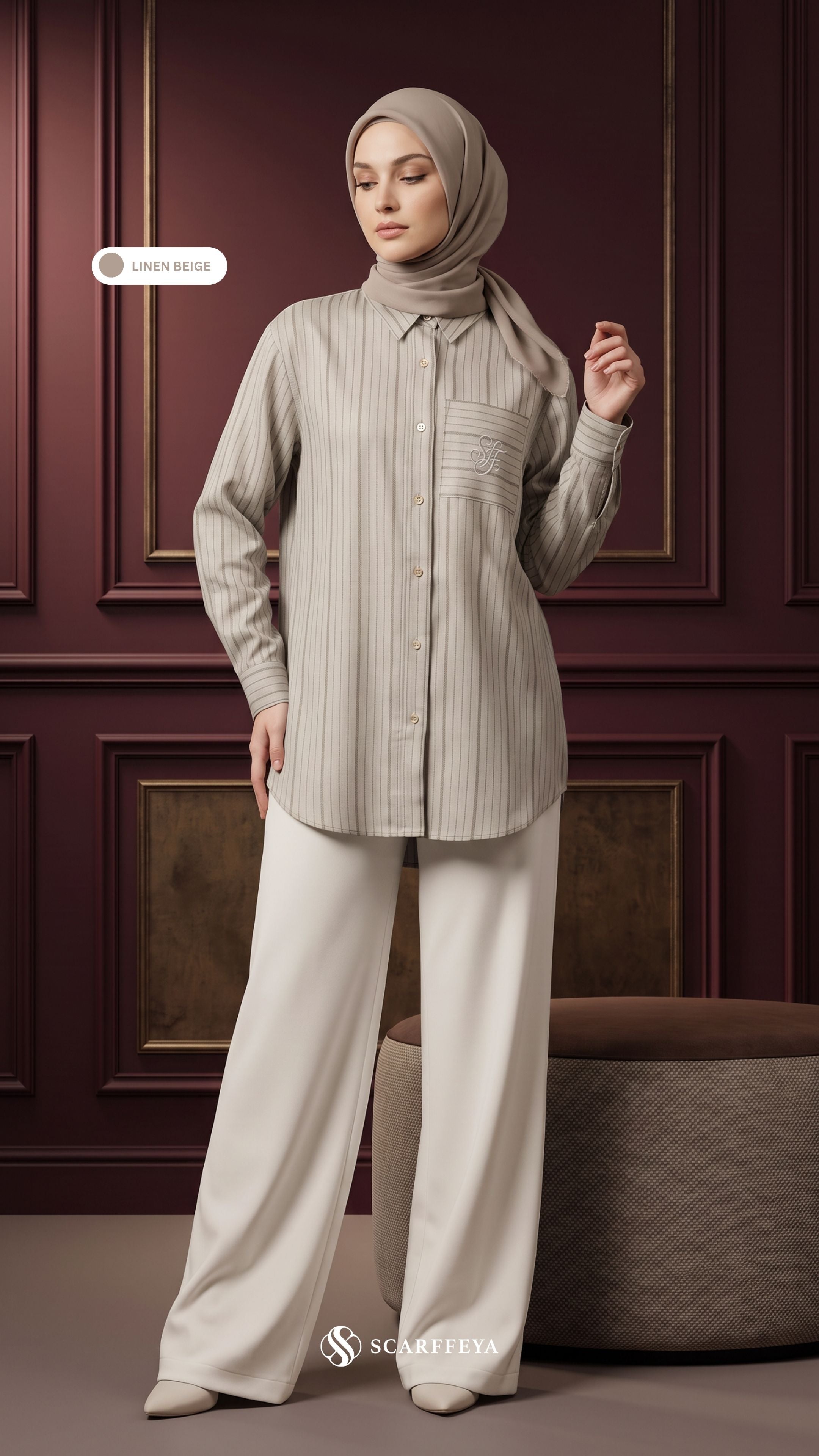 ALYS LINEN SILK STRIPE (LINEN BEIGE)