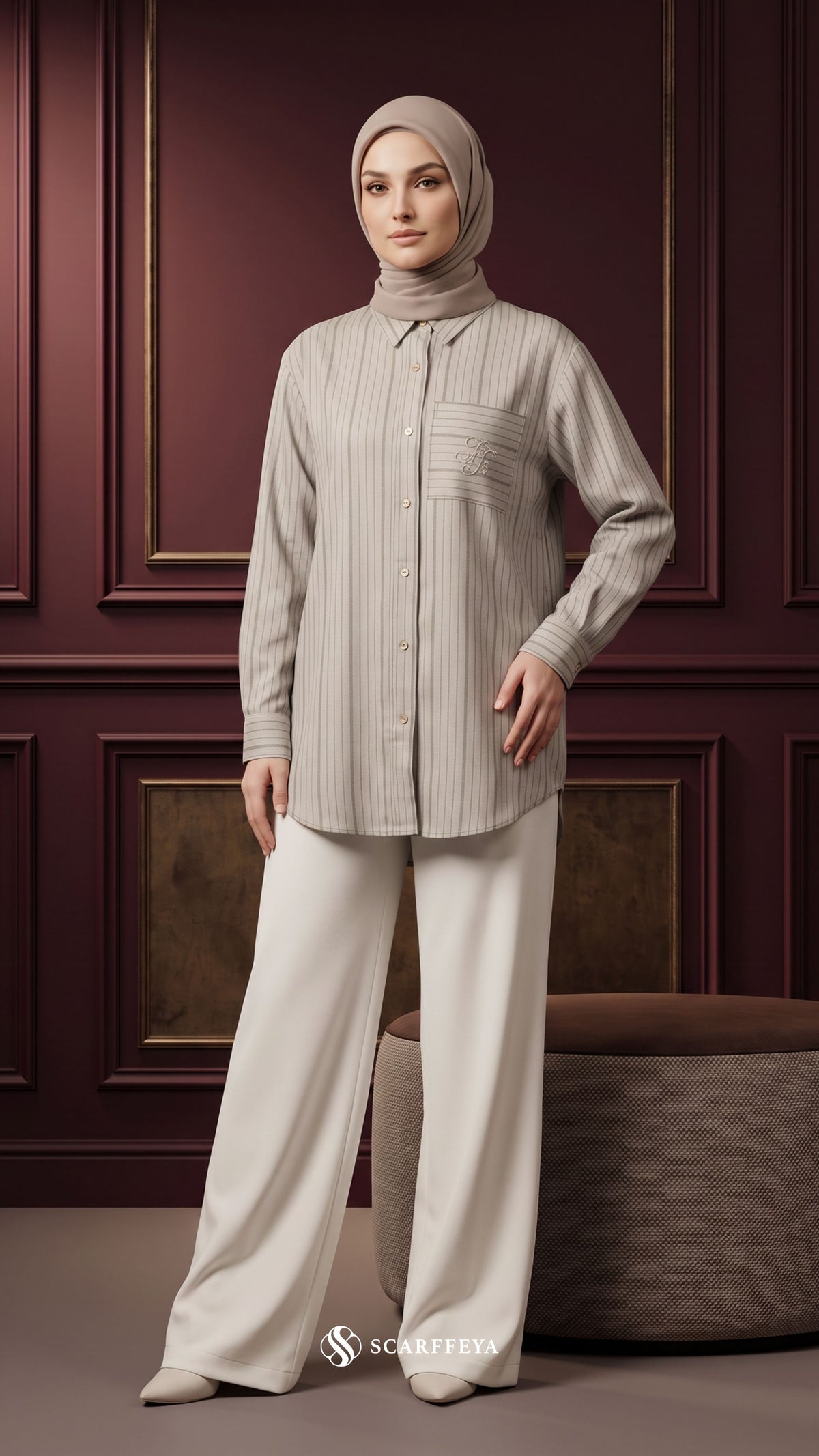 ALYS LINEN SILK STRIPE (LINEN BEIGE)