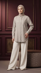 ALYS LINEN SILK STRIPE (LINEN BEIGE)
