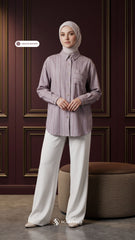 ALYS LINEN SILK STRIPE (MAUVE BROWN)