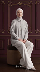 ALYS LINEN SILK STRIPE (METALLIC SILVER)
