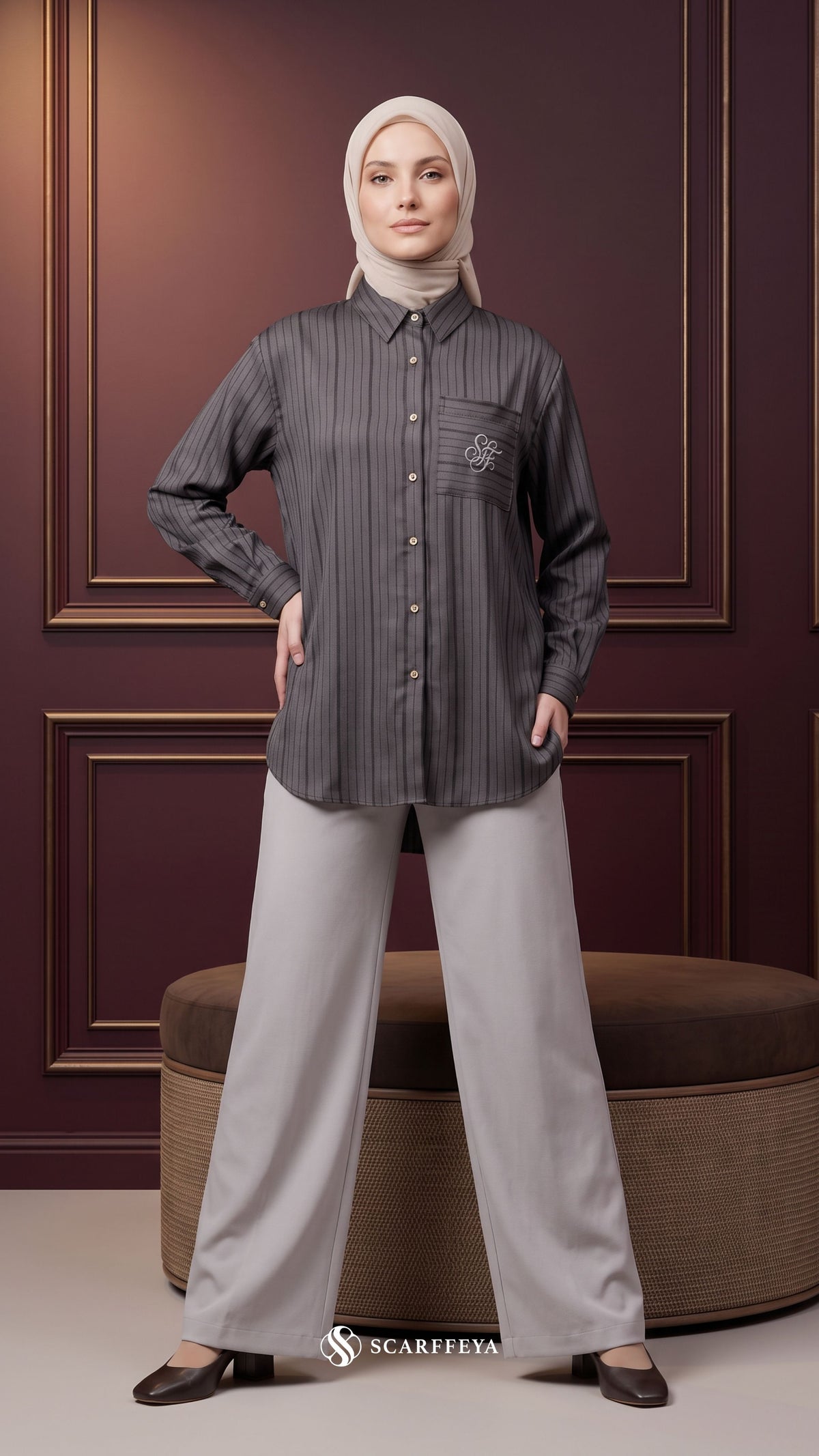 ALYS LINEN SILK STRIPE (NOIR BLACK)