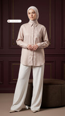 ALYS LINEN SILK STRIPE (NUDE BROWN)