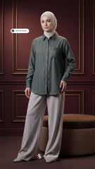 ALYS LINEN SILK STRIPE (PEWTER GREEN)