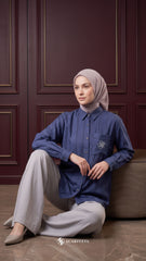 ALYS LINEN SILK STRIPE (TANZANITE BLUE)