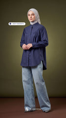 BRIA PLAID LINEN BLOUSE (DEEP TANZANITE)