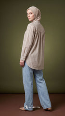 BRIA PLAID LINEN BLOUSE (MOCHA BROWN)
