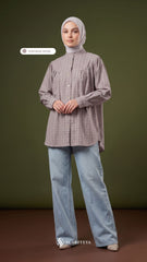 BRIA PLAID LINEN BLOUSE (VINTAGE ROSE)