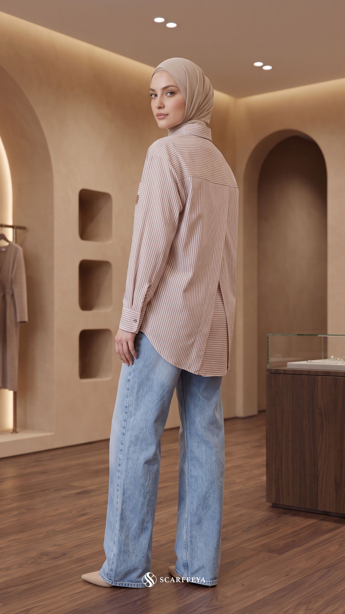 ELVY STRIPE LINEN SHIRT (COCOA BROWN)