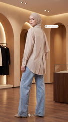 ELVY STRIPE LINEN SHIRT (HONEY MUSTARD)