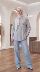 ELVY STRIPE LINEN SHIRT (NOIR BLACK)