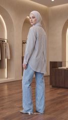 ELVY STRIPE LINEN SHIRT (NOIR BLACK)