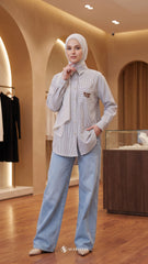 ELVY STRIPE LINEN SHIRT (SMOKY GREY)