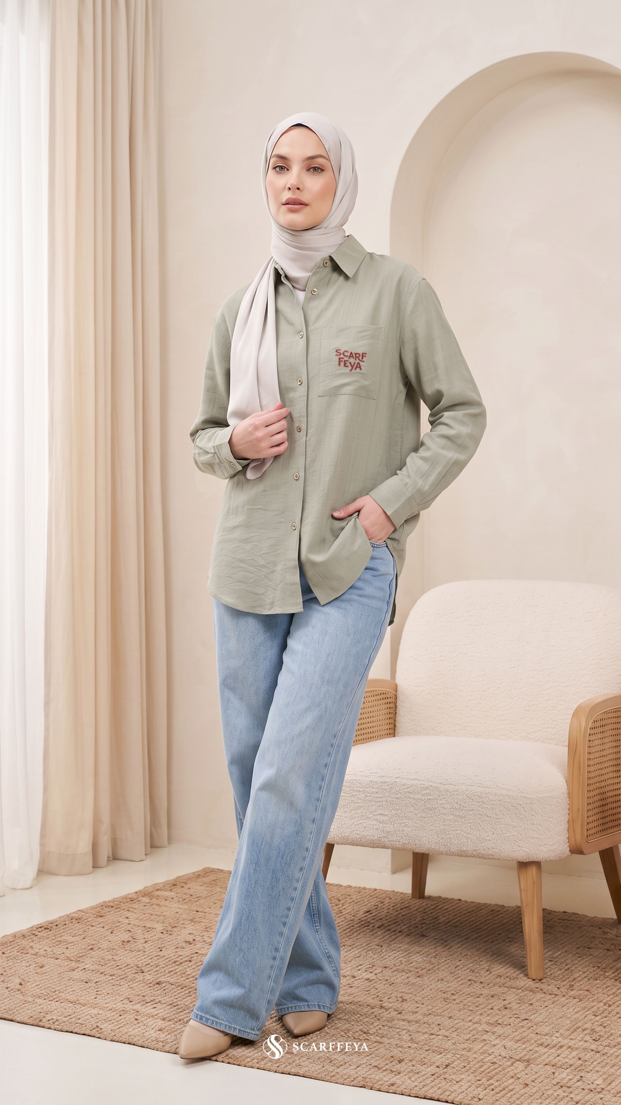 FREYA LINEN (MATCHA GREEN)
