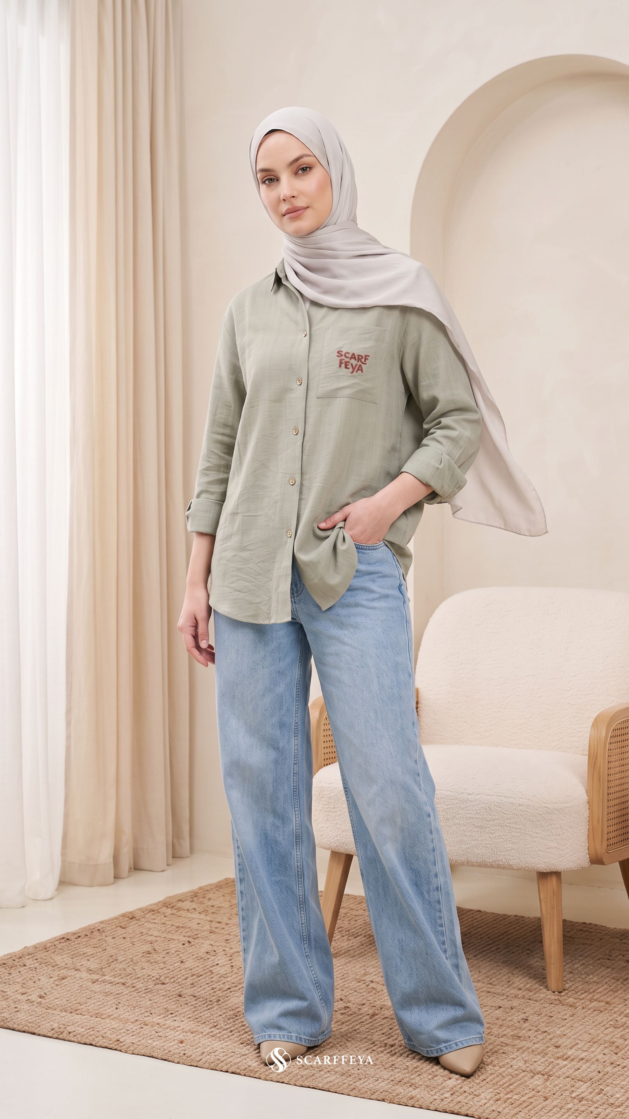 FREYA LINEN (MATCHA GREEN)