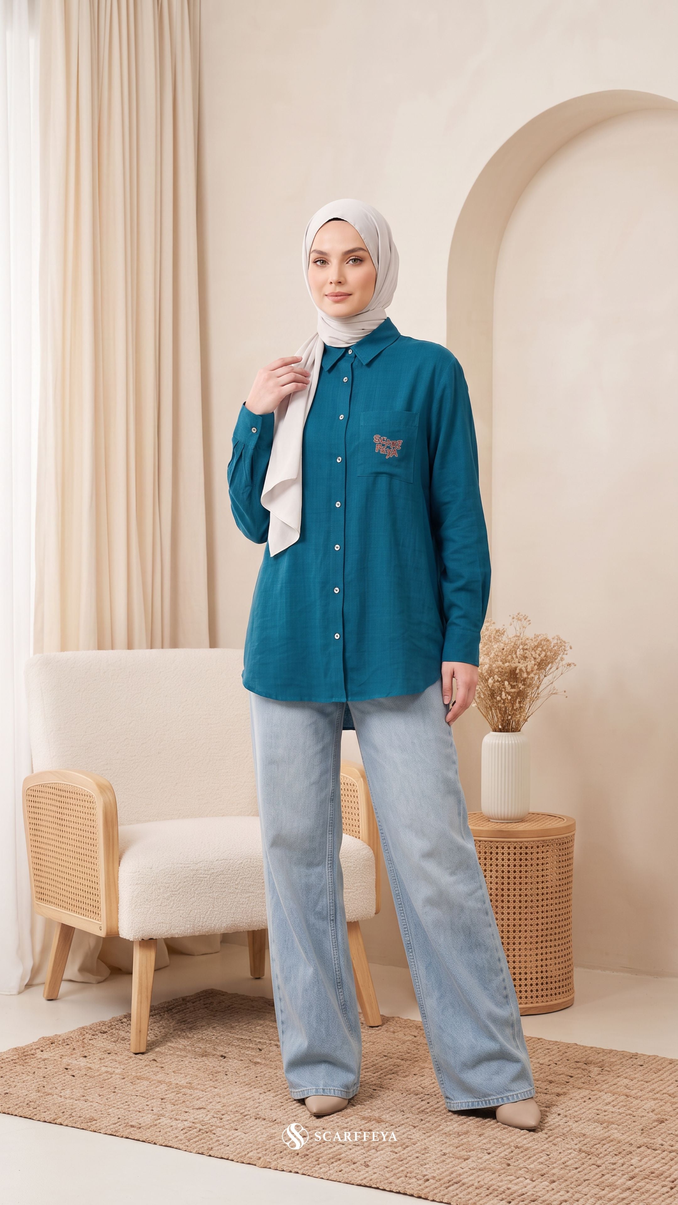 FREYA LINEN (TEAL BLUE)