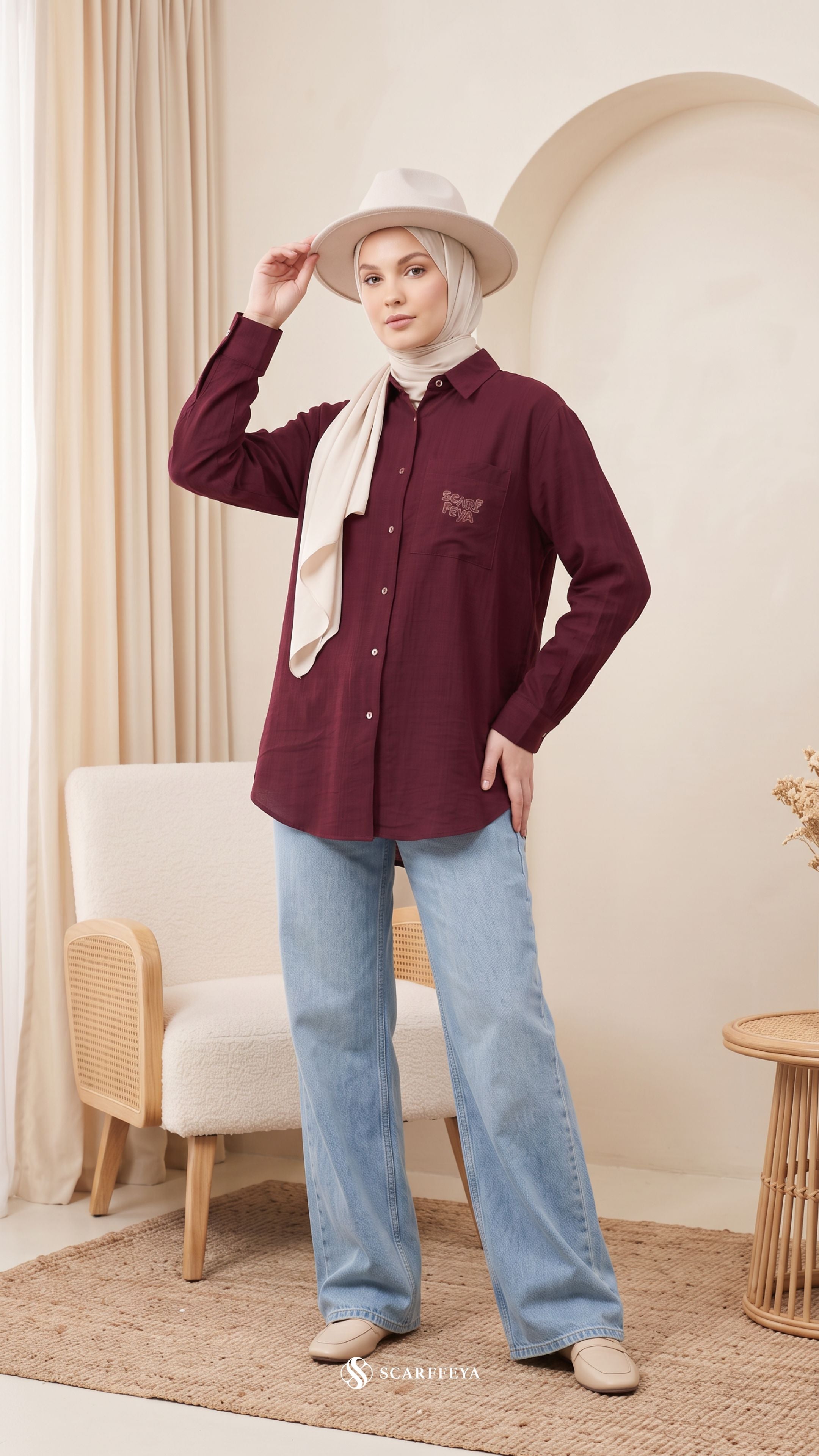 FREYA LINEN (WINE MAROON)