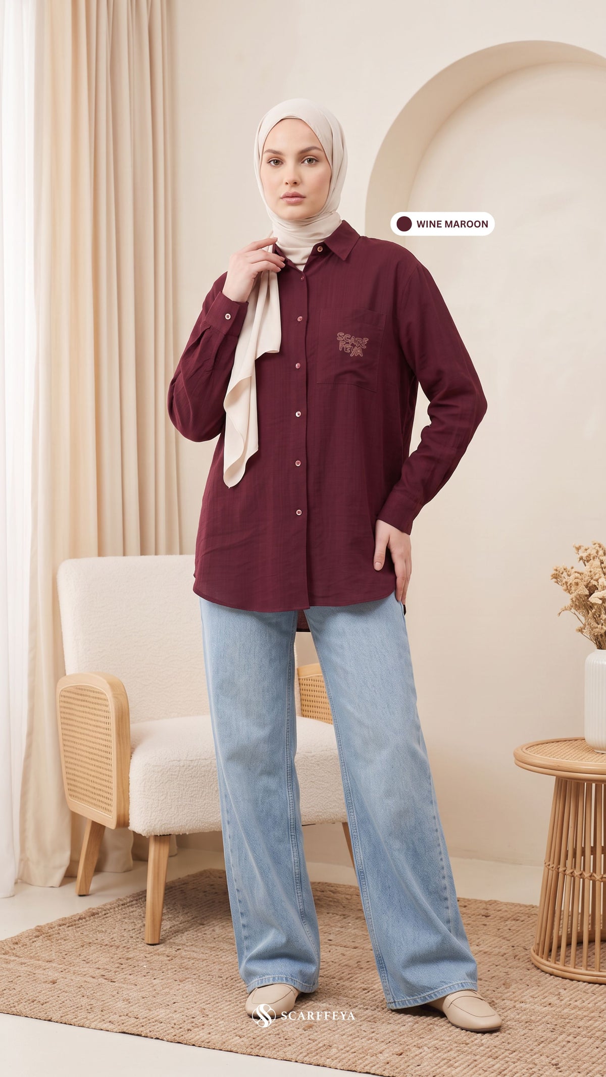 FREYA LINEN (WINE MAROON)