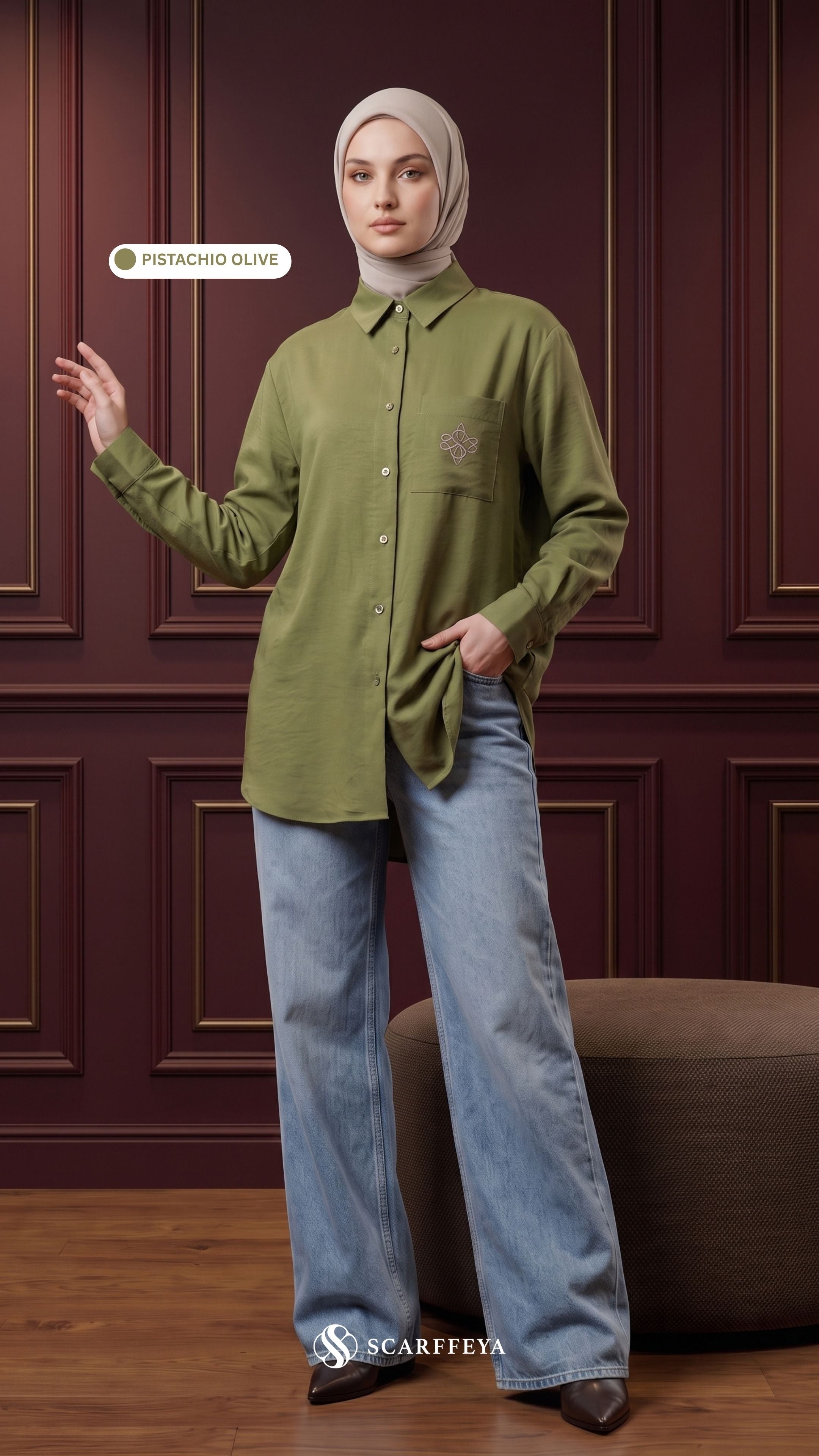 MOURA CASUAL SHIRT (PISTACHIO OLIVE)