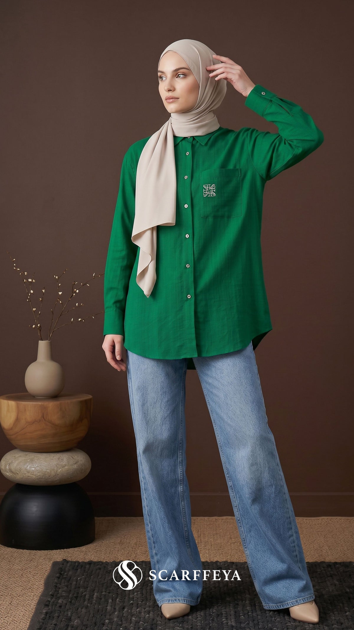 TARA CASUAL BLOUSE (JADE GREEN)
