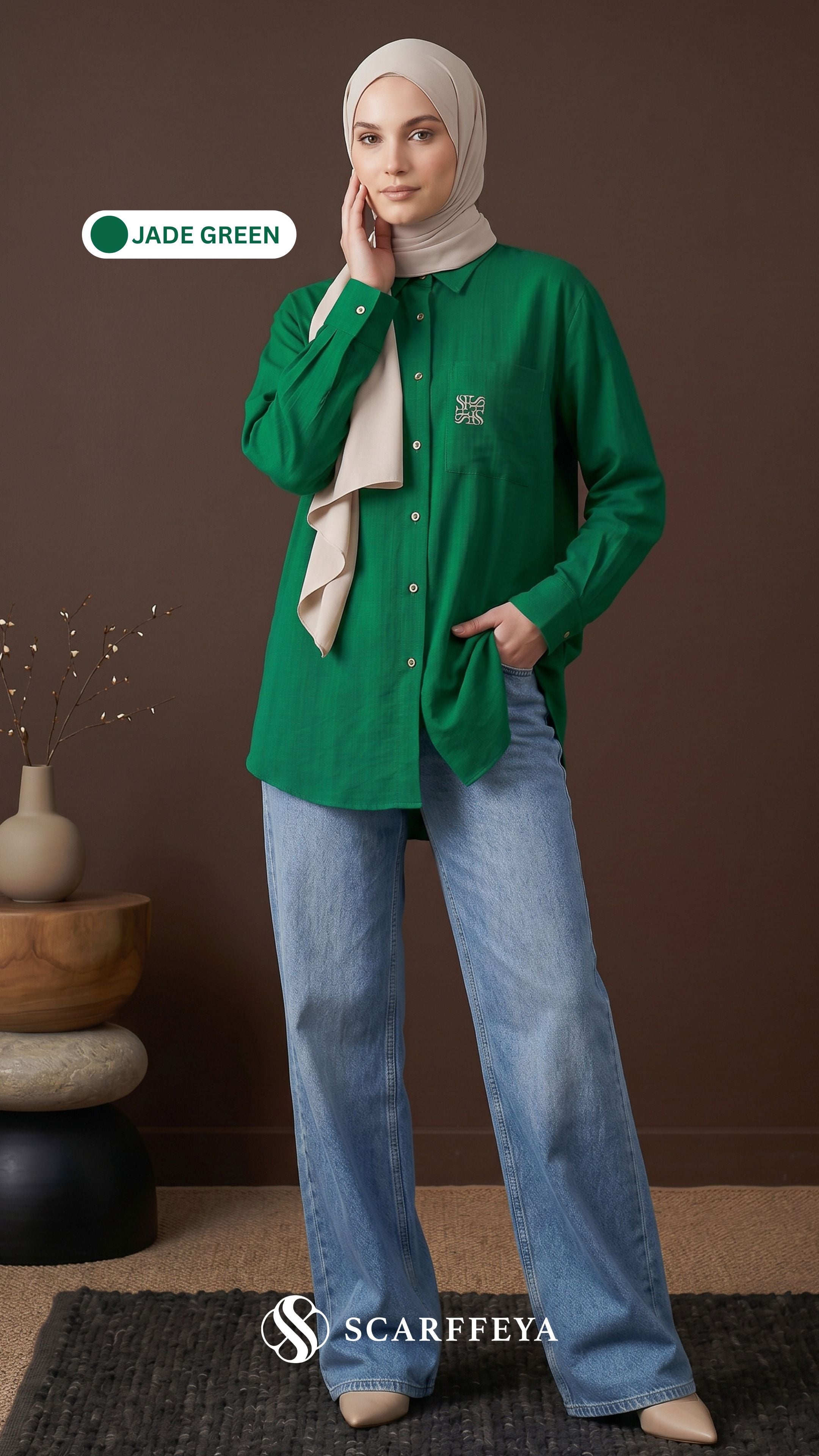 TARA CASUAL BLOUSE (JADE GREEN)