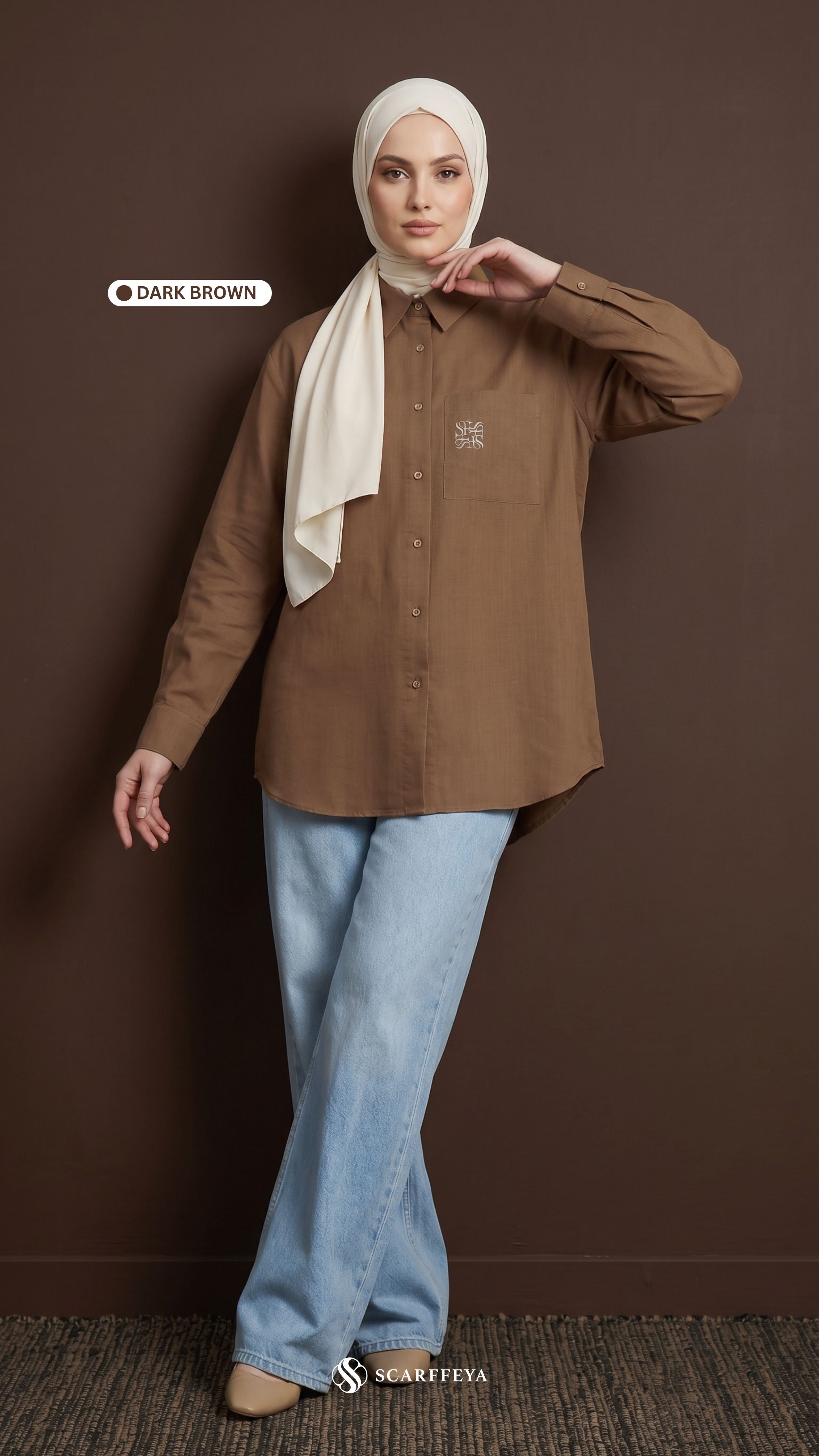 TARA CASUAL BLOUSE (DARK BROWN)