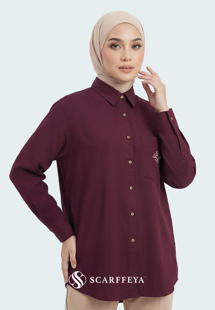 KYLA CASUAL BLOUSE (BURGUNDY MAROON)