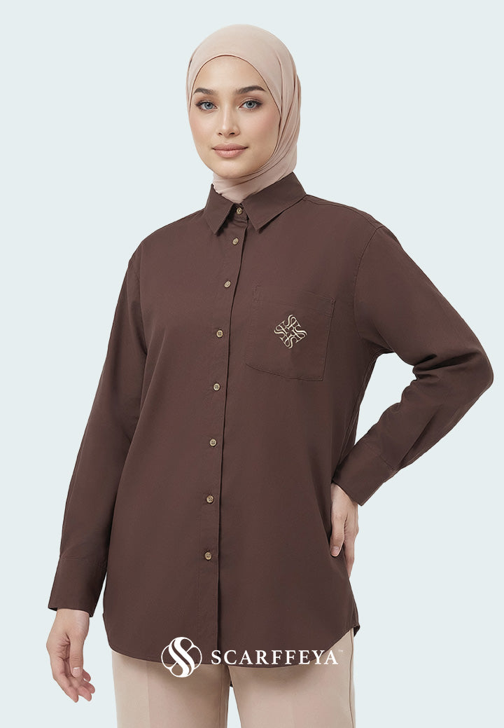 KYLA CASUAL BLOUSE (DARK BROWN)
