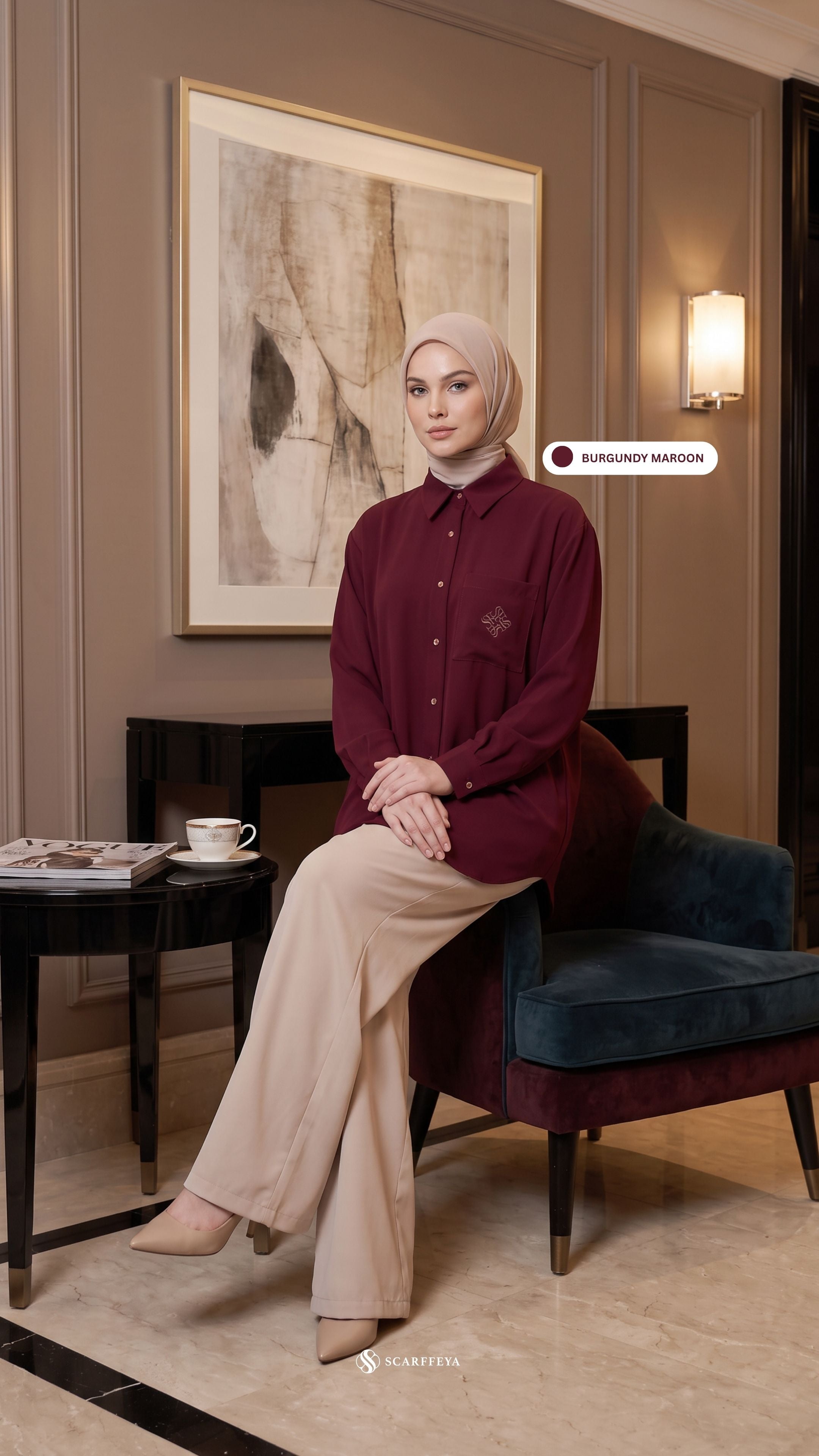 KYLA CASUAL BLOUSE (BURGUNDY MAROON)