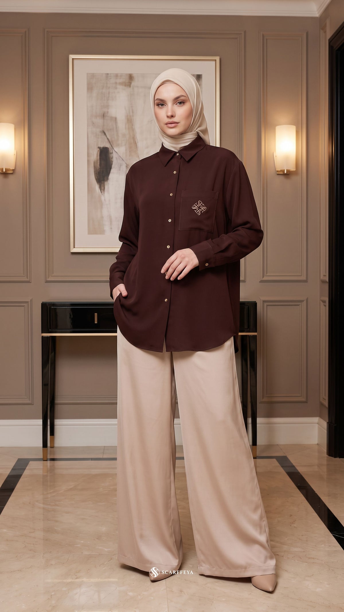 KYLA CASUAL BLOUSE (DARK BROWN)