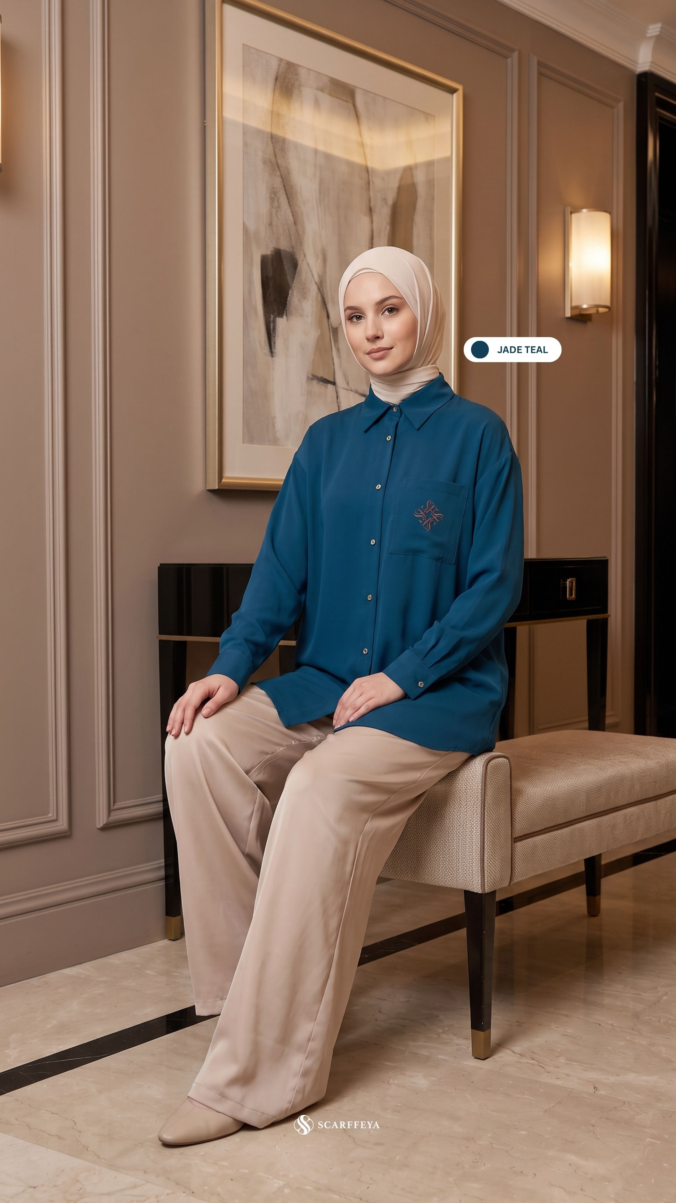 KYLA CASUAL BLOUSE (JADE TEAL)