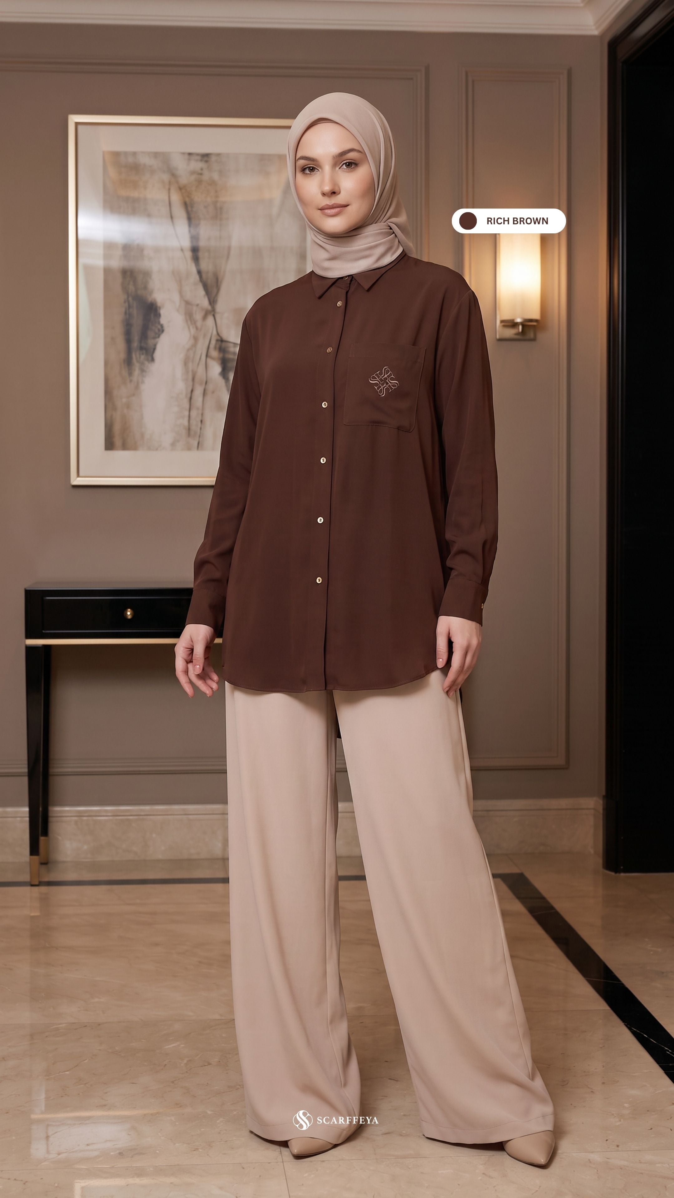 KYLA CASUAL BLOUSE (RICH BROWN)