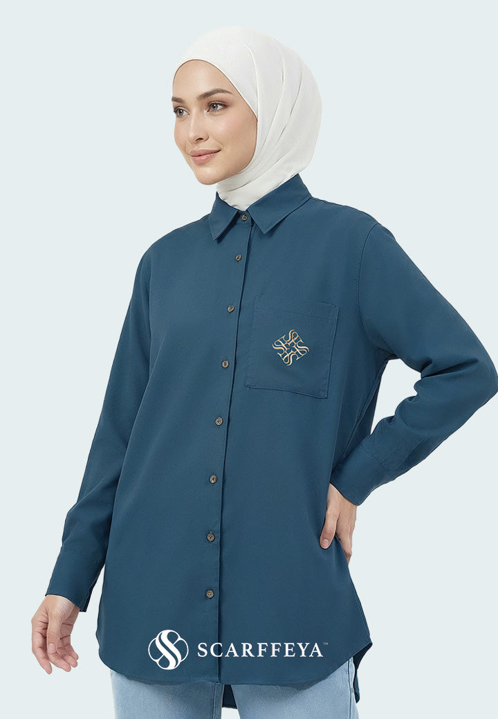 KYLA CASUAL BLOUSE (TEAL BLUE)