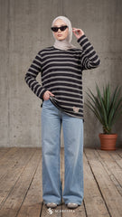 LISA STRIPE SHIRT (BLACK)