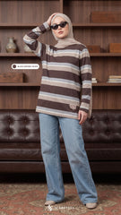 LISA STRIPE SHIRT (DARK BROWN TAUPE)