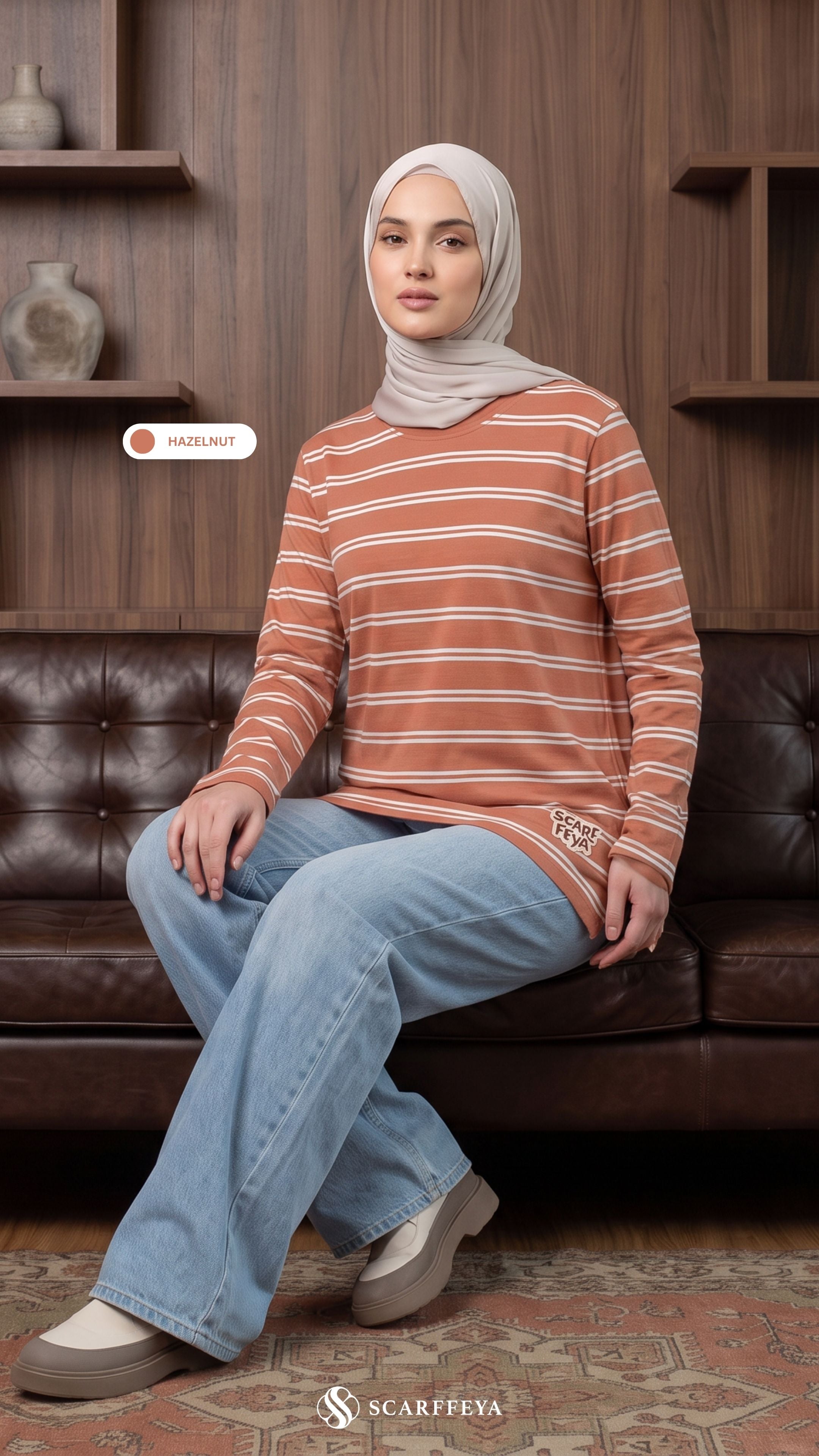 LISA STRIPE SHIRT (HAZELNUT)