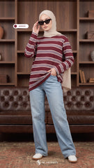 LISA STRIPE SHIRT (MAROON)