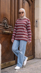 LISA STRIPE SHIRT (MAROON)