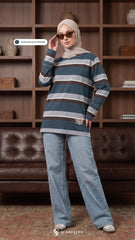 LISA STRIPE SHIRT (STERLING BLUE BROWN)