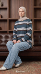 LISA STRIPE SHIRT (STERLING BLUE BROWN)