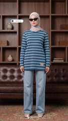 LISA STRIPE SHIRT (TEAL BLUE)