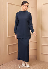 MELANY RIBBED SKIRT (NAVY BLUE)