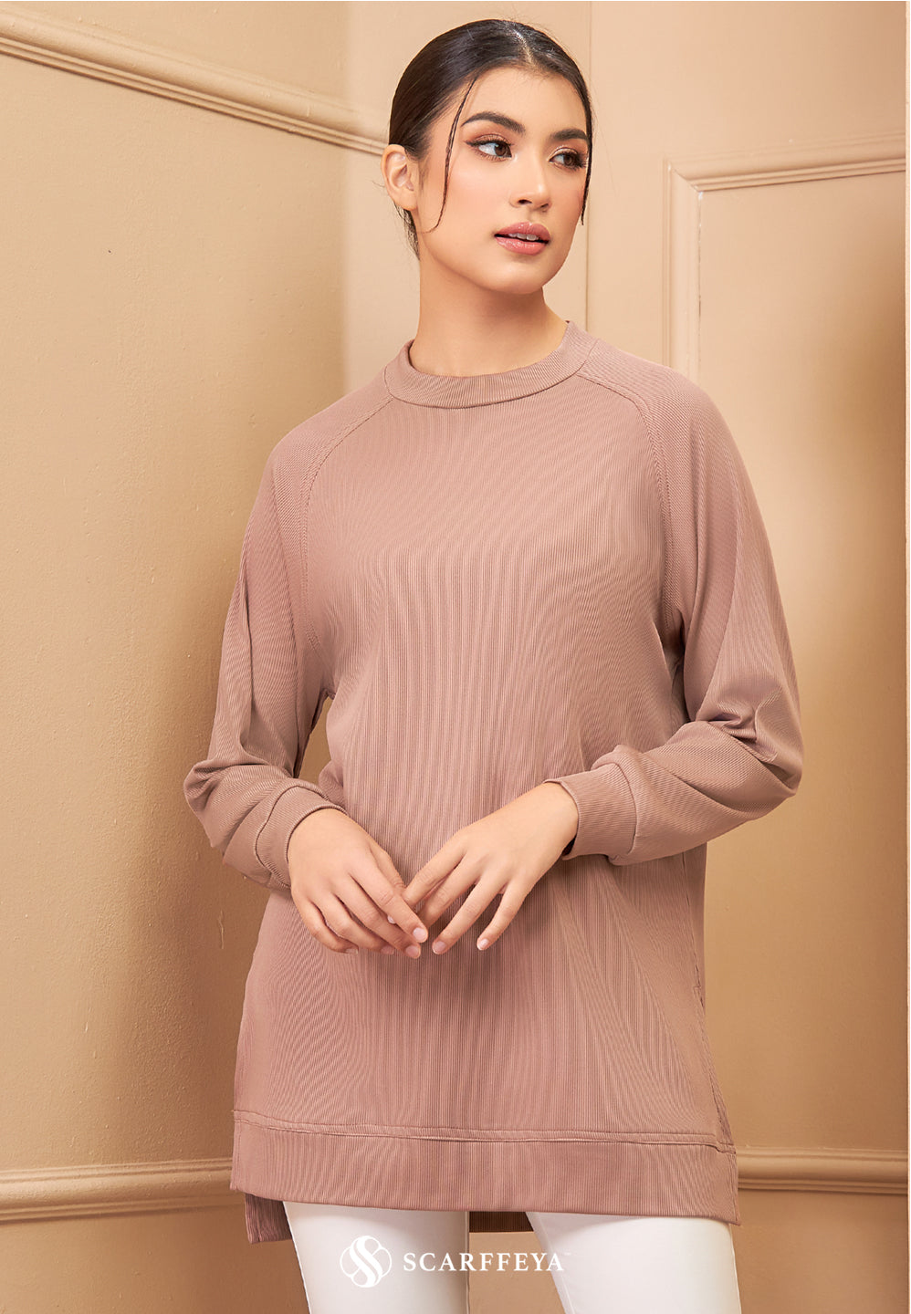 MELANY RIBBED T-SHIRT (DUSTY ROSE)