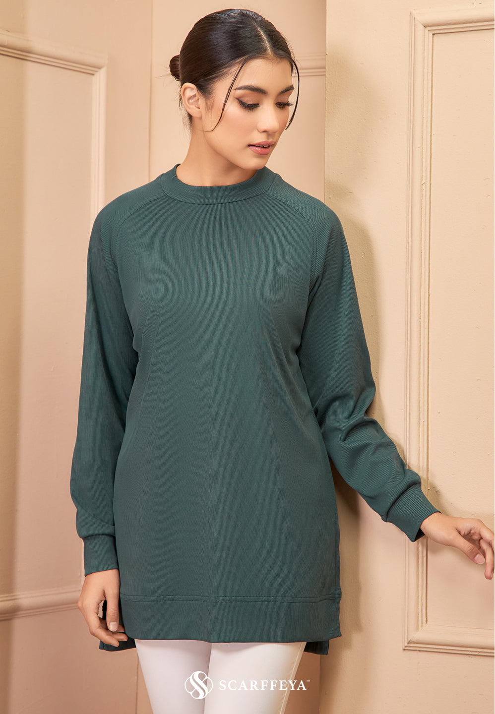 MELANY RIBBED T-SHIRT (JADE GREEN)