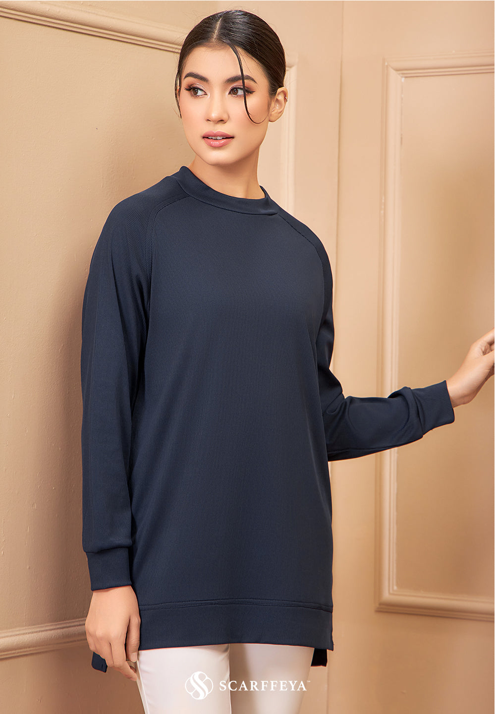 MELANY RIBBED T-SHIRT (NAVY BLUE)